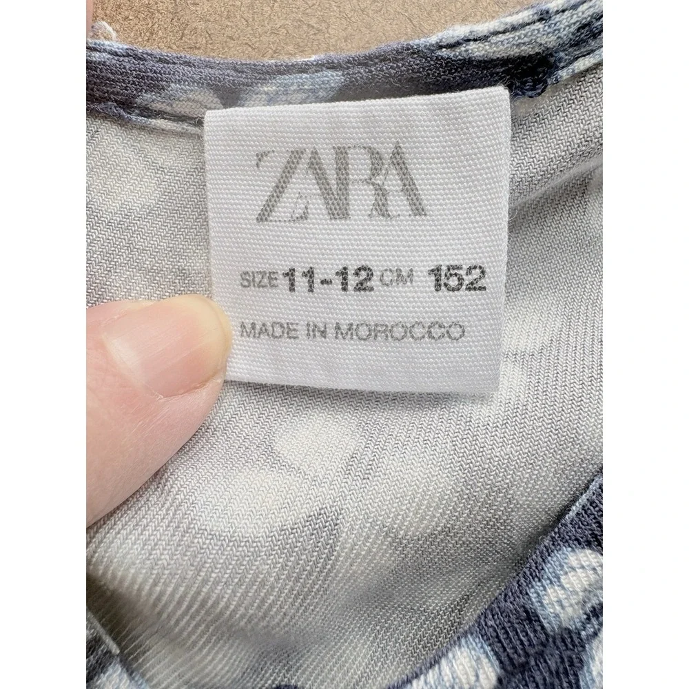 ZARA Girls 11–12 Short Sleeve Floral‎ Dress • Blue Cottagecore Summer Cute